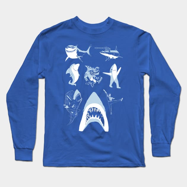 Famous Sharks Long Sleeve T-Shirt by cedownes.design